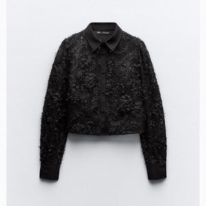 Zara Printed Ruffle Blouse